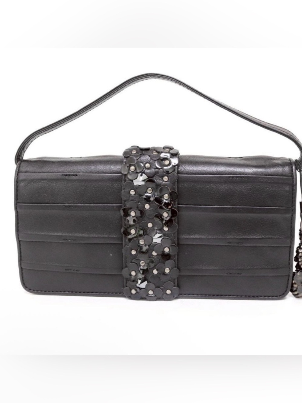 Anteprima Black leather Floral Appliqué clutch/wallet